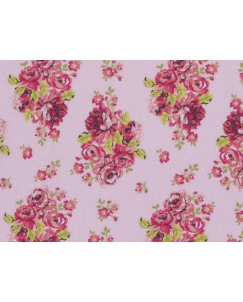 Rose Cluster Polycotton Print, Baby Pink