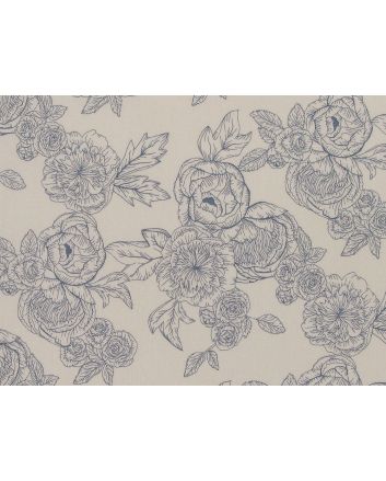 Rose Flower Polycotton, Print Beige