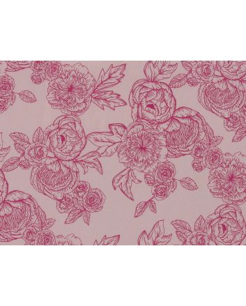 Rose Flower Polycotton Print, Pink