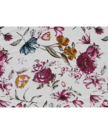 Rose Garden Viscose Print, White