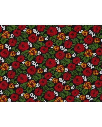Rose Twirl Printed Needlecord, Red Green
