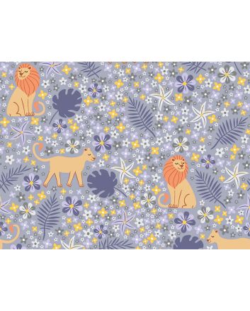 Safari Animal Leaves Cotton Jersey, Lilac