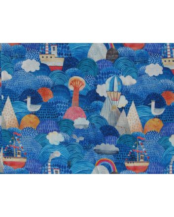 Sail Away Cotton Print, Blue