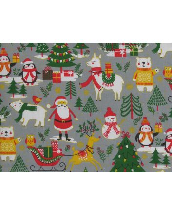 Santa Home Polycotton Print, Grey