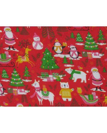 Santa Home Polycotton Print, Red