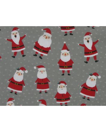 Santa Smiles Christmas Polycotton, Silver
