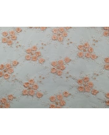 Scalloped Edge Embroidered Bouquet Lace, Peach
