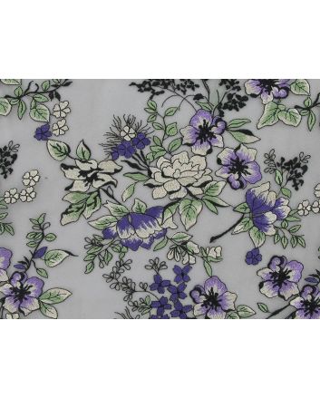 Scalloped Edge Embroidered Floral Tulle
