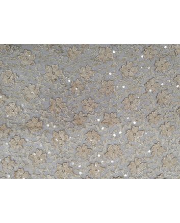 Scalloped Edge Floral Sequin Lace, Cream