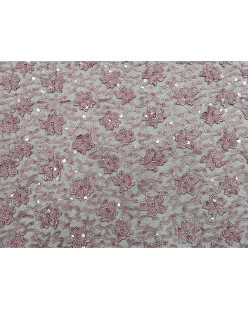 Scalloped Edge Floral Sequin Lace, Dusky Pink