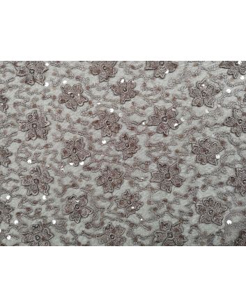 Scalloped Edge Floral Sequin Lace, Heather