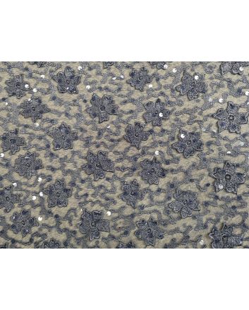 Scalloped Edge Floral Sequin Lace, Iris