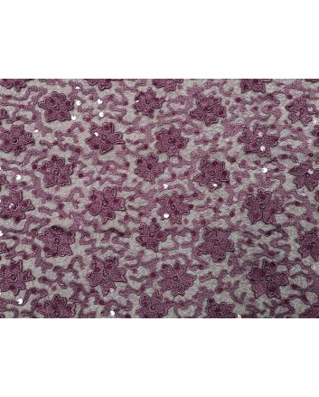 Scalloped Edge Floral Sequin Lace, Orchid