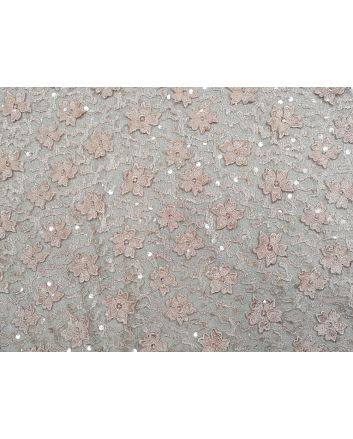 Scalloped Edge Floral Sequin Lace, Pink