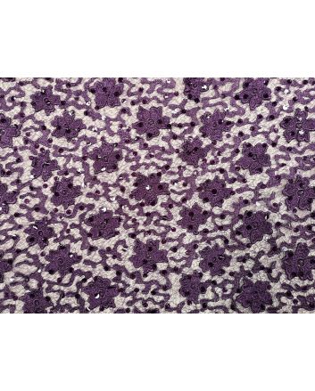 Scalloped Edge Floral Sequin Lace, Purple