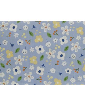 Scatter Flora Cotton Print, Light Blue