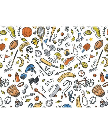School Days Doodle Cotton Print, Sport