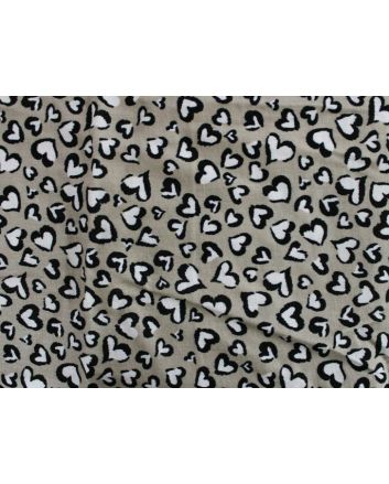 Scribble Hearts Printed Double Gauze, Sand