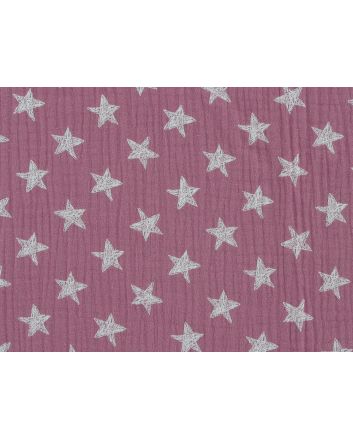 Scribble Star Printed Double Gauze, Pink