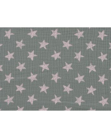 Scribble Star Printed Double Gauze, Sage