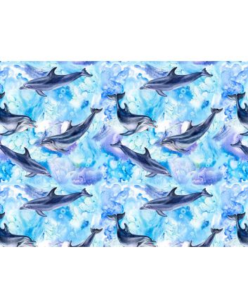 Sealife Cotton Print, Dolphins