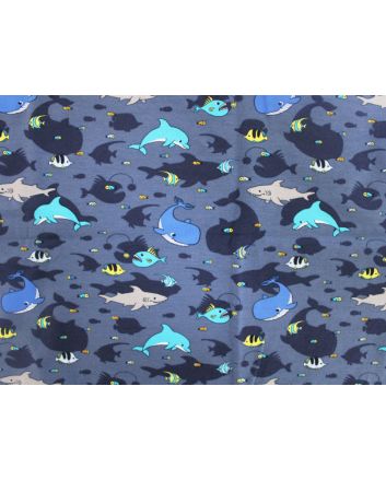 Sealife Shadows Cotton Jersey, Blue