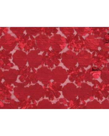 Sequin Tulle Spangle  - Red