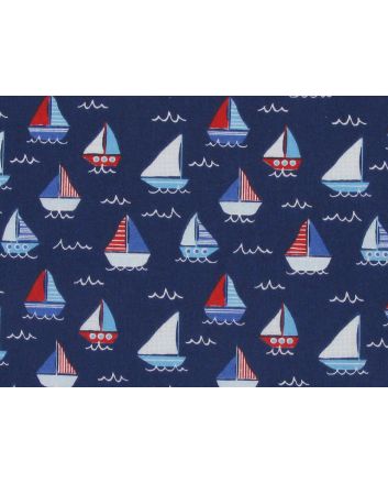 Setting Sail Polycotton Print, Navy