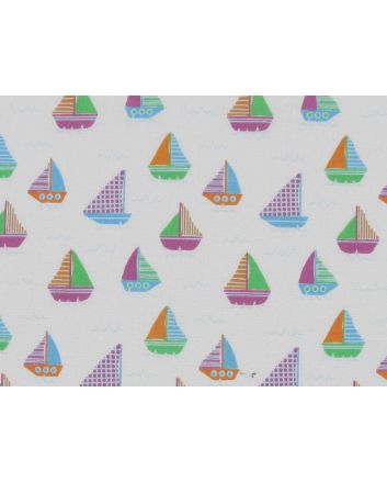 Setting Sail Polycotton Print, White