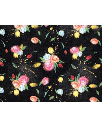 Sew Time Cotton Print, Florals, Dark