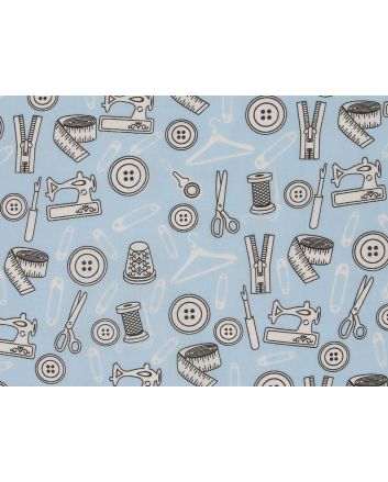 Sewing Studio Polycotton Print, Sky