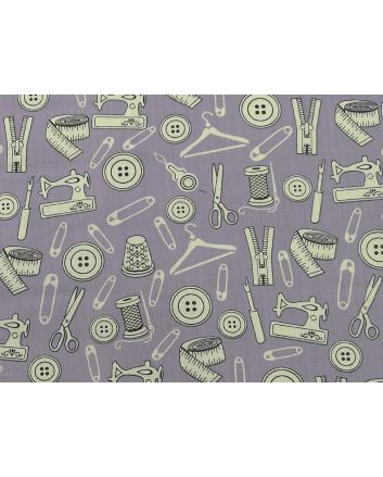 Sewing Studio Polycotton Print, Violet