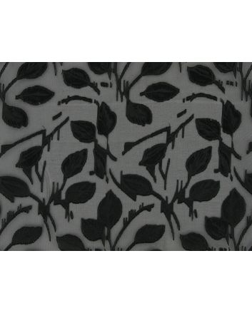 Shadow Leaf Embroidered Organza, Black