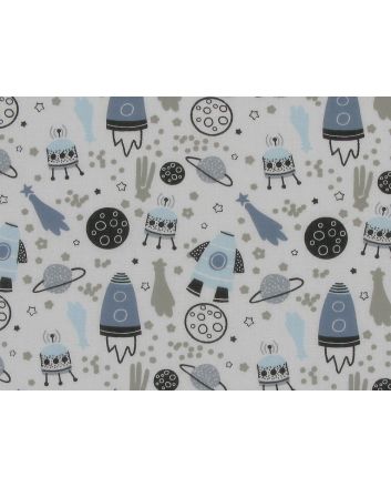 Shooting Star Rocket Polycotton Print, Ivory
