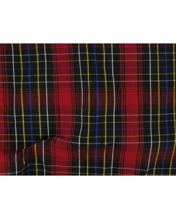 Silk Dupion Plaids Tartan - Black and Red