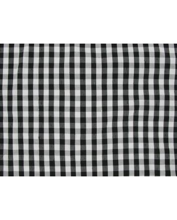 Silk Dupion Plaids Tartan - Black and White