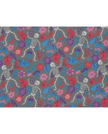 Skeleton Bloom Polycotton Print, Grey