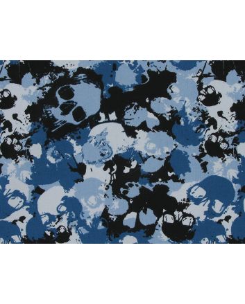 Skull Camoflauge Cotton Poplin Print, Arctic