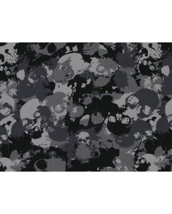 Skull Camoflauge Cotton Poplin Print, Graphite