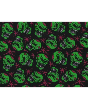 Skull Splat Polycotton Print, Green