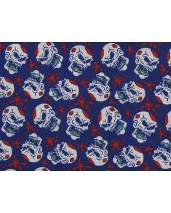 Skull Splat Polycotton Print, Navy