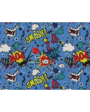 Smash Pow Cotton Print, Turquoise
