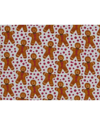 Smiling Gingerbread Men Polycotton Print, White