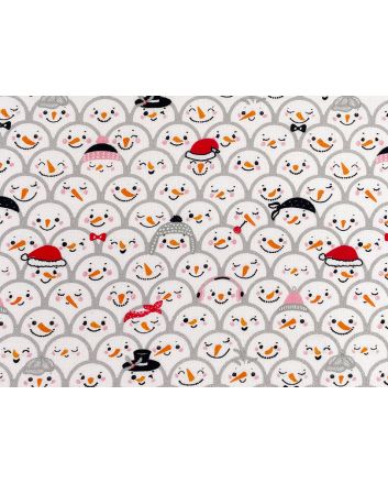 Smiling Snowmen Cotton Print
