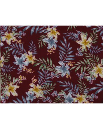 Snowdrop Vines Viscose Print, Crimson