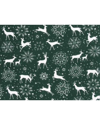Snowflake Reindeer Polycotton Print, Green