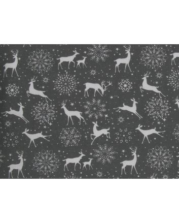 Snowflake Reindeer Polycotton Print, Grey