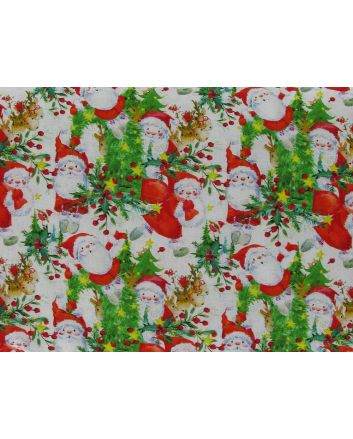 Snowman Santa Cotton Print