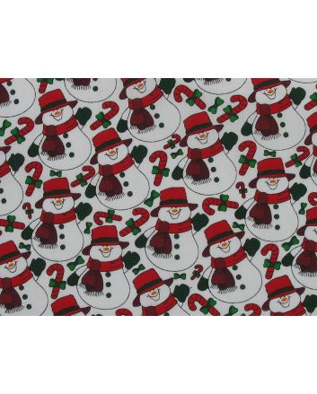 Snowman Wave Polycotton Print, White