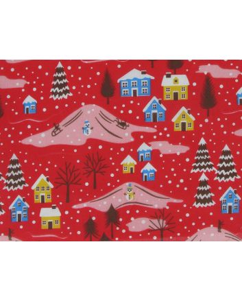 Snowy Season Polycotton Print, Red